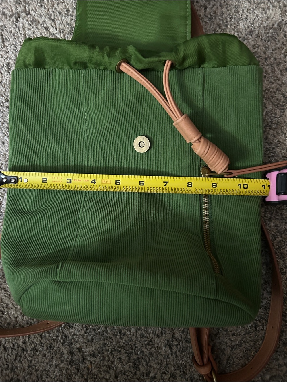 Universal Threads Green Corduroy Backpack with Tan Straps - Picture 6 of 7